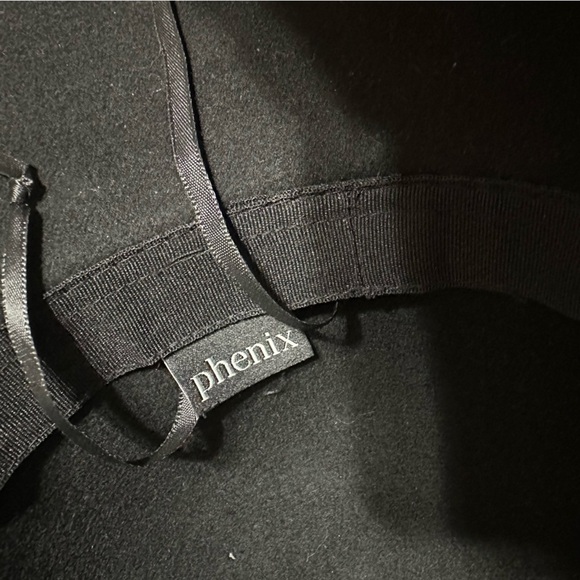 Phenix Women's Floppy Hat Black Wool Wide Brim Leather Cord Round Crown - Picture 5 of 5